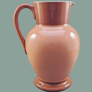 Vintage 1940s Peach and Brown Ceramic Pitcher